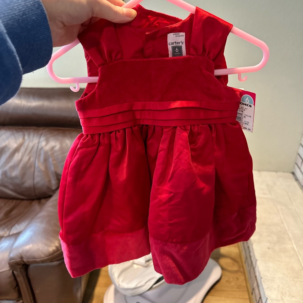 Red, brand new, 6 month Carter’s dress
